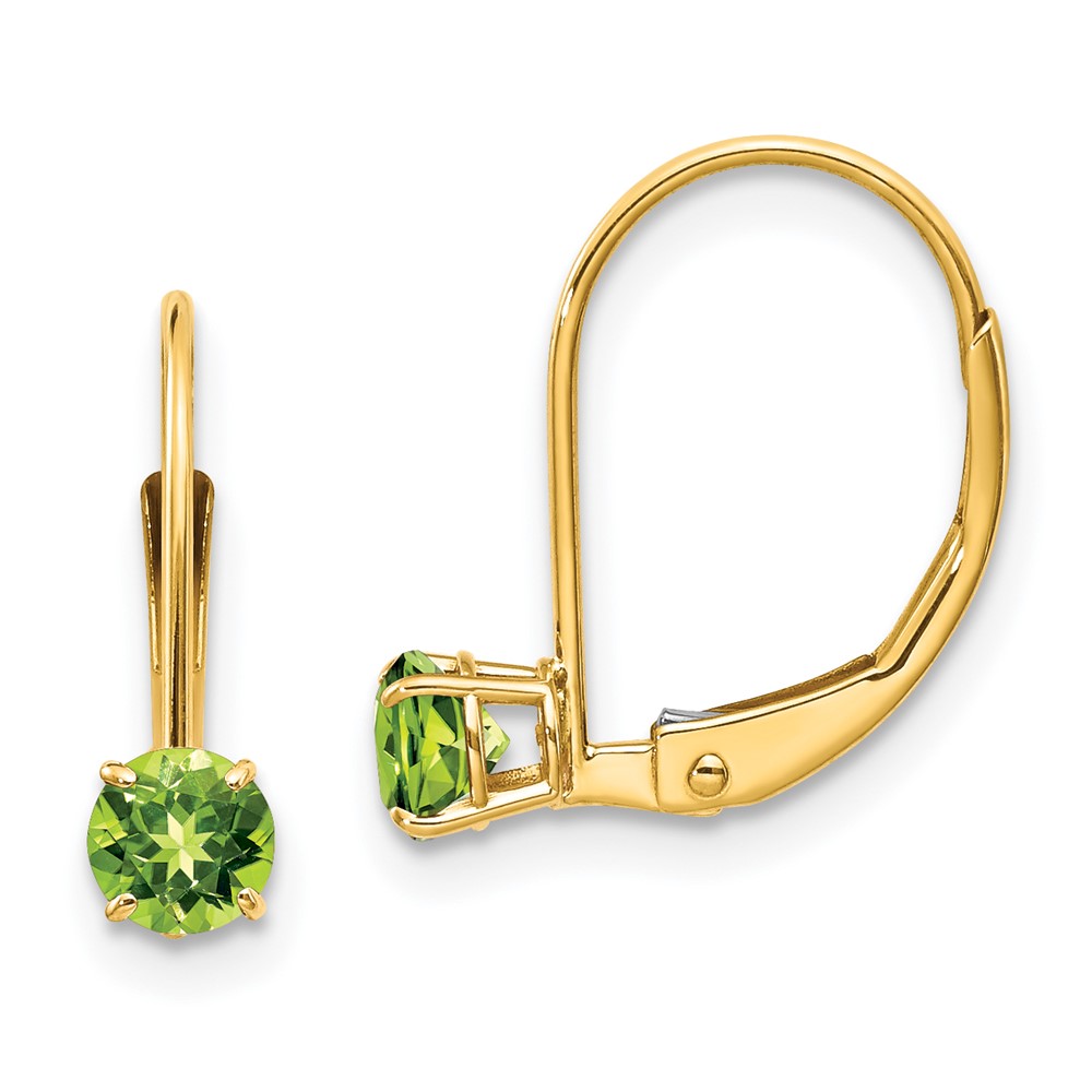 14k Yellow Gold 4mm Round AugustPeridot August Birthstone Leverback Earrings 298$